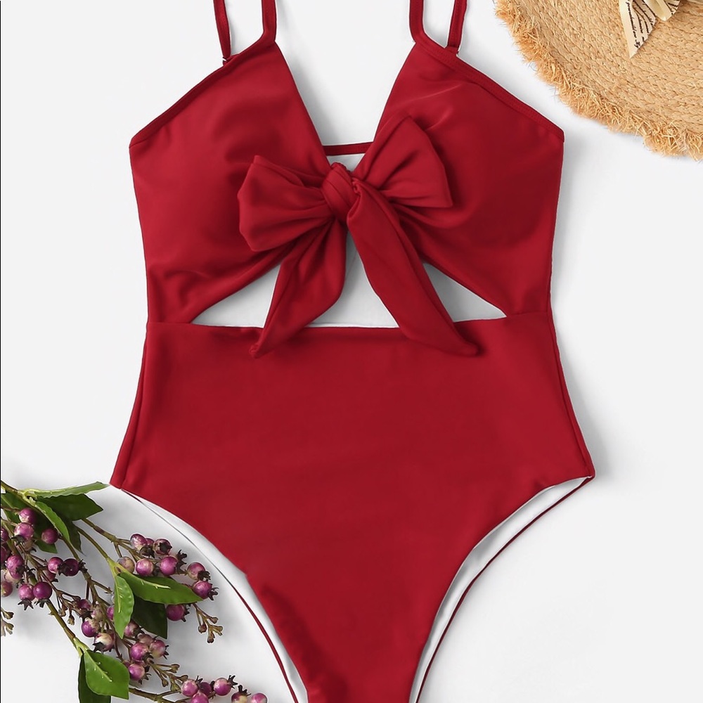 Bow Tie Cut-Out One Piece Swimwear